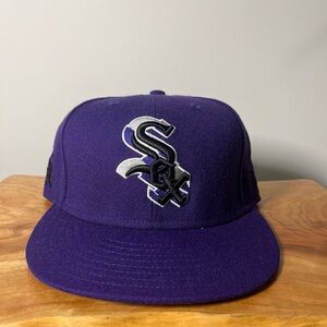 Chicago White Sox New Era 59FIFTY Purple Hat MLB Size 7 3/8 Front & Back Design